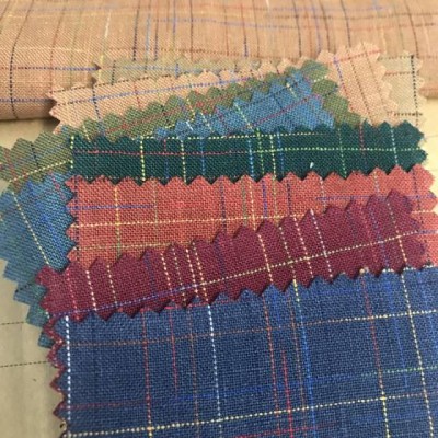 #6635wholesale 100% Pure Linen Fabric Grid Check Men Shirt Flax Fabrics Wholesale Manufacturers For Cloth High Quality Fabric