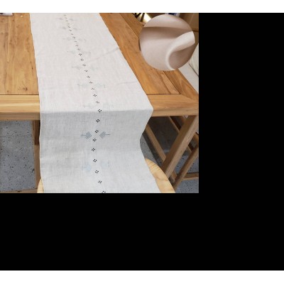 White Gauge Hemstiched White Jacquard Washed Round Cottontable Cloth Manufacturer Burlap Wedding Party Linen Tablecloth Runner